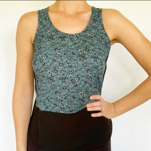 LOFT blue green mixed pattern sleeveless blouse size XXSP